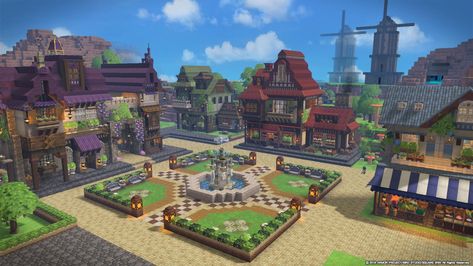 Minecraft Town Ideas Buildings Layout, Minecraft City Square, Minecraft Town Centre, Minecraft Plaza Ideas, Minecraft Center Of Town, Minecraft Town Square Ideas, Minecraft Town Hall Ideas, Minecraft City Hall, Minecraft Village Blueprints