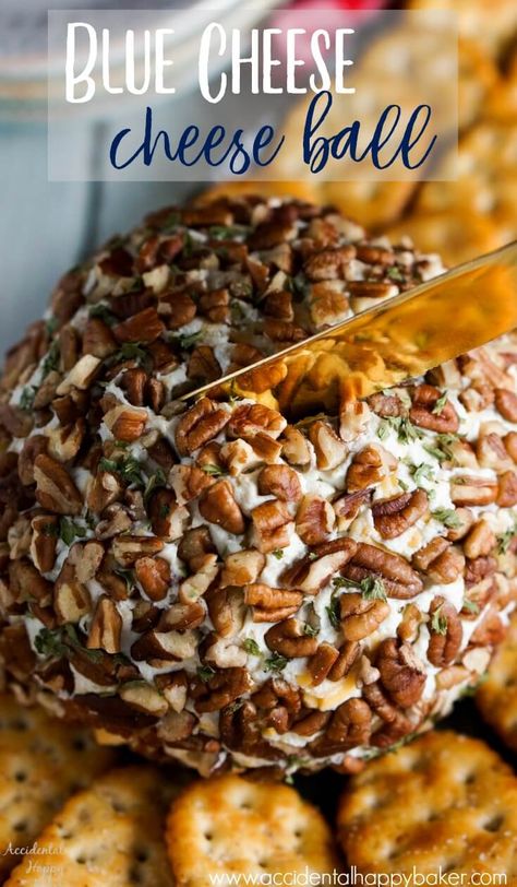 Blue Cheese Cheddar Cheese Ball, Cheese Ball With Blue Cheese, Blue Cheese Cheese Ball, Cheeseballs Recipes, Blue Cheese Ball Recipe, Blue Cheese Ball, Cheesy Balls, Cheeseball Recipes, Cheese Logs