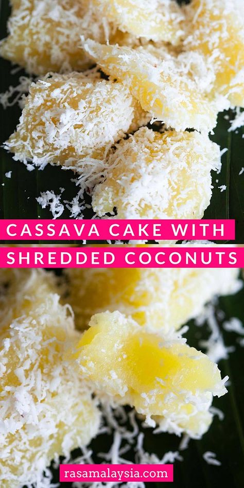 Casava Cake Recipe, Laos Desserts, Malaysian Kuih, Yucca Recipe, Cassava Recipe, Malaysia Recipes, Takeout Recipes, Cassava Cake, Filipino Food Dessert