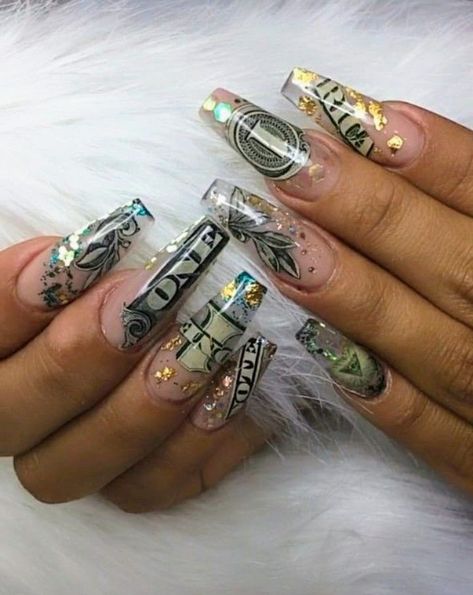 Money Nails Designs, Rosy Nails, Acrylic Nails Yellow, Nails After Acrylics, Money Nails, Rose Nail Art, Vintage Nails, Ombre Nail Designs, Crazy Nails