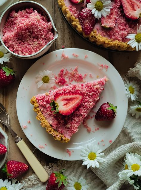 Strawberry Shortcake Mousse Tart | The Lemon Apron Strawberry Mousse Tart, Strawberry Shortcake Pie, Cottagecore Food Recipes, Strawberry Shortcake Crumble, Shortcake Crumble, Summer Dessert Table, The Best Strawberry Shortcake, Strawberry Mousse Filling, Best Strawberry Shortcake