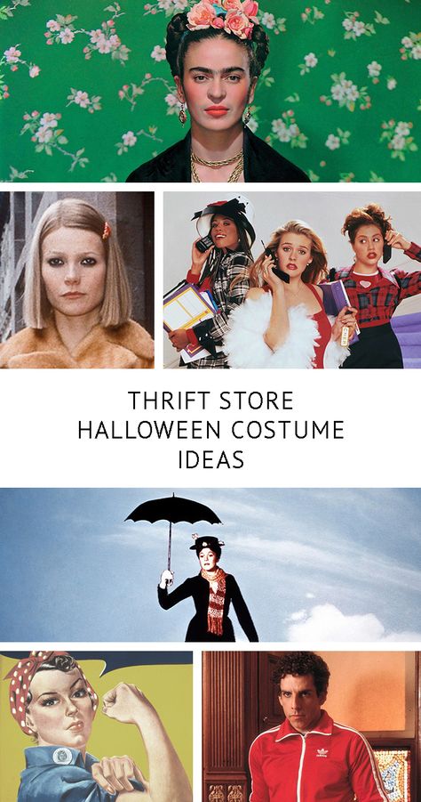 Sustainably Sourced Thrift Store Halloween Costume Ideas via @acleanbee Upcycle Halloween Costumes, Sustainable Halloween Costumes, Thrifty Halloween Costumes, Nostalgia Halloween Costumes, Minimalistic Halloween Costume, Thrift Halloween Costumes, Thrifted Costume Ideas, Goodwill Halloween Costumes, Goodwill Costume Ideas