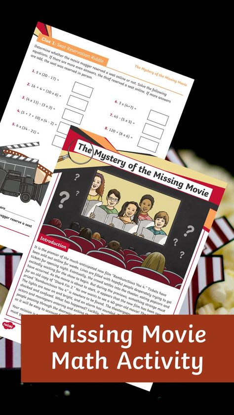 Your students will love this Fifth Grade The Mystery of the Missing Movie Math Project.  Can your students use their math skills to narrow down the list of theater suspects and find the film thief? 


Fifth grade math games.
Making math fun through games is a surefire way of keeping students engaged and on task. So, why not take a look at some of our other math games for fifth graders? Missing Movie, Mystery Activities, Math Games Middle School, Data Handling, Math Mystery, Mystery Story, Upper Elementary Math, Algebraic Thinking, Mystery Stories