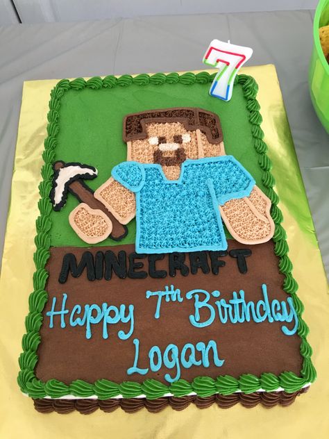 Minecraft Sheet Cake Ideas, Minecraft Sheet Cake, Pastel Minecraft, Cake Designs For Boy, Minecraft Birthday Cake, 7th Birthday Cakes, Rectangle Cake, 8 Birthday, 3rd Birthday Cakes