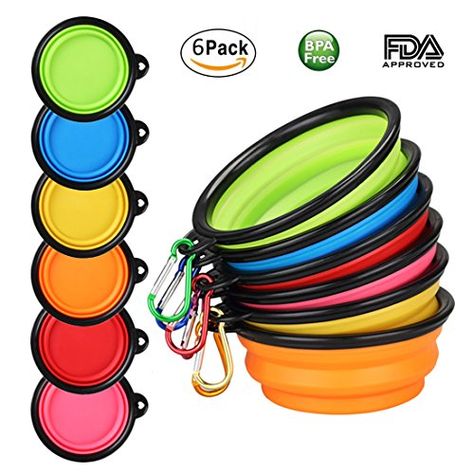 BPA Free Collapsible Pet Bowl - Set of 6 with Matching Carabiner Clips Silicone Pop-up Bowl for Dog Cat ** Click on the image for additional details.(It is Amazon affiliate link) #CatsLover Silicone Dog Bowl, Collapsible Dog Bowl, Travel Dog Bowl, Collapsible Bowl, Proper Hygiene, Dog Water Bowls, Dog Feeder, Cat Feeding, Dog Bowl