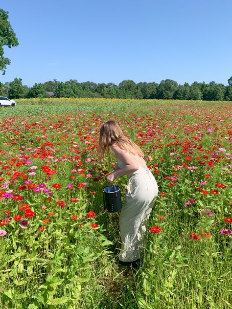 Flower Farm Picture Ideas, Tulip Picking Outfit, Flower Picking Photoshoot, Field Of Flowers Photoshoot, Flower Farm Poses, Flower Picking Date, Poses For Flower Fields, Picking Flowers Aesthetic, Flower Farm Photoshoot