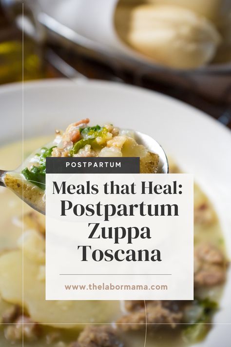 Postpartum Meals Series: Zuppa Toscana Postpartum Soup, Postpartum Recipes, Postpartum Meals, Zuppa Toscana Soup, Gf Recipes, Frozen Meals, Main Dish Recipes, Soup Recipe, Soup And Salad