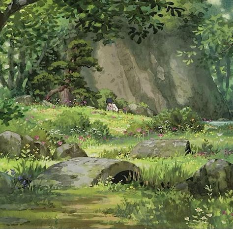 studio ghibli small widget Arriety Ghibli Aesthetic, Green Anime Scenery, Ghilbi Nature, Arriety Ghibli Icon, Green Studio Ghibli Aesthetic, Studio Ghibli Aesthetic Icon, Ghibli Scenery Landscapes, Ghibli Aesthetic Scenery, Landscape Studio Ghibli