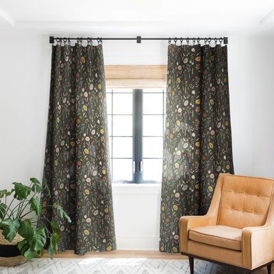 This single blackout curtain panel is just the right way to block bright outdoor light and provide extra privacy to any room in your home. Made from polyester, it features a classic floral pattern over a dark green background for a soothing yet vibrant look. A pocket header makes it a cinch to hang up on a compatible rod (sold separately). And, when it needs a quick refresh, it's safe to toss it into the washing machine on a gentle cycle. Size per Panel: 50" W x 120" L | Lark Manor™ Andresky Cot Blackout Window Treatments, Floral Curtains, Blackout Windows, Deny Designs, Panel Bed, Blackout Curtain, Room Darkening, Window Curtain, Blackout Curtains