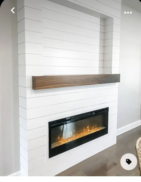 Fireplace Feature Wall, Cottage Fireplace, Basement Fireplace, Electric Fireplace Wall, Fireplace Frame, Build A Fireplace, Living Room Built Ins, Fireplace Tv Wall, Shiplap Fireplace