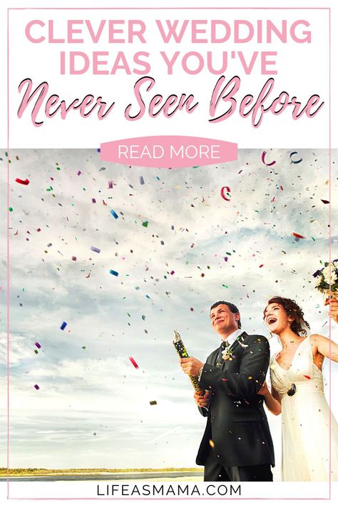 If you are wanting to break away from the traditional wedding rituals and get creative, we have you covered. Check out these 21 clever wedding ideas we are sure you haven't seen yet! Make your celebration as unique as your want! #lifeasmama #wedding #weddingideas #creativity #weddingplanning Union Ideas For Wedding, Wedding Day Traditions, Unique Wedding Traditions, Silly Wedding Ideas, Non Traditional Wedding Ideas Unique, Honoring Married Couples At Wedding, Wedding Rituals Ideas, Planning A Surprise Wedding, Wedding Surprise Ideas