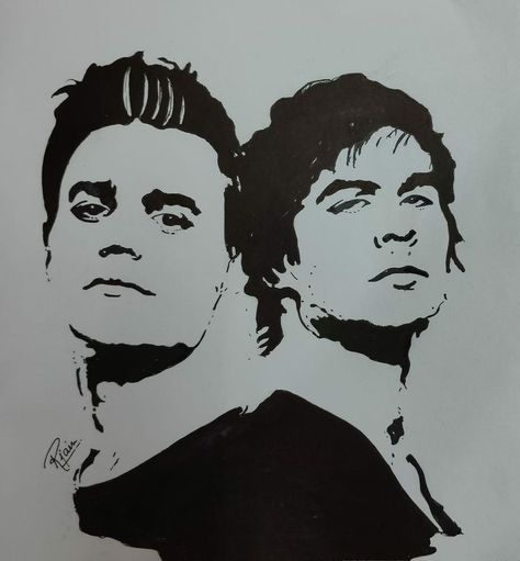 Stefan Salvatore Tattoo, Damon Salvatore Drawing Easy, Vampire Diaries Drawings, Painting For School, Easy Diy Painting, Supernatural Drawings, Stencil Drawing, Damon Stefan, Monochromatic Painting