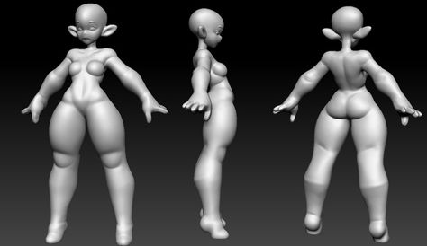 Female Basemesh by Mark Lambert Twitter Anatomy Base, Stylized Body, Blender Character Modeling, Zbrush Models, Digital Sculpting, 3d Figures, Character Model Sheet, Female Body, Character Modeling