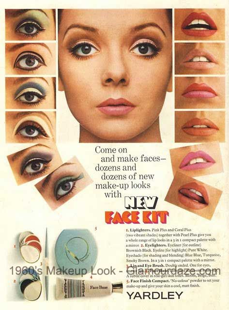 1967-Yardley-ad-with-make-up-looks. 1960 Makeup, 1960s Hair And Makeup, Mod Makeup, 1960s Makeup, Vintage Makeup Ads, 60s Makeup, 70s Makeup, Makeup Ads, Retro Makeup