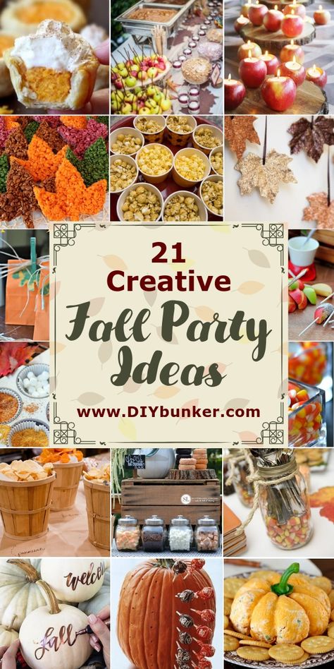 These fall party and decoration ideas are PERFECT for indoor and outdoor backyard parties! Food, games, activities-what more could you ask for? #fall #party #parties #autumn Fall Festival Food, Nacho Salat, Harvest Party Decorations, Fall Party Ideas, Apple Bobbing, Fall Party Food, Fall Bonfire, Parties Food, Fall Backyard