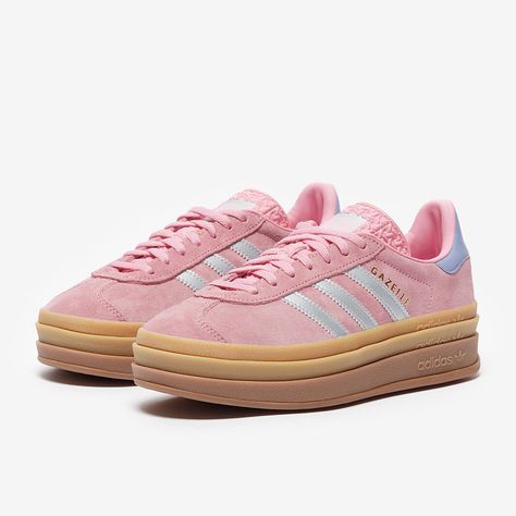 Gazzels Shoes, Adidas Platform Gazelle, Outfits With Adidas Gazelle Bold, Bold Gazelle, Pink Gazelle Adidas Outfit, Aesthetic Clothes 90s, Shoes For Girls Sneakers, Pink Gazelle, Cute Trendy Shoes