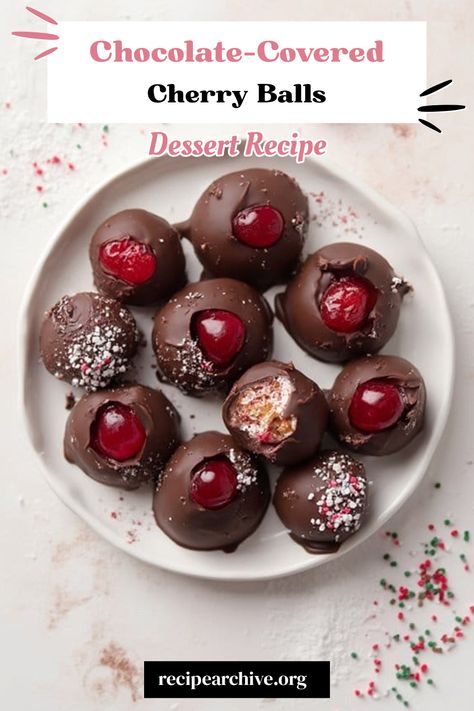 Chocolate-Covered Cherry Balls Cherry Chocolate Balls, Cherry Balls, Pretzel Chocolate Bites, Classic Chocolate Fudge, Easy Christmas Candy, Chocolate Clusters, Christmas Candy Easy, White Chocolate Pretzels, Easy Christmas Candy Recipes