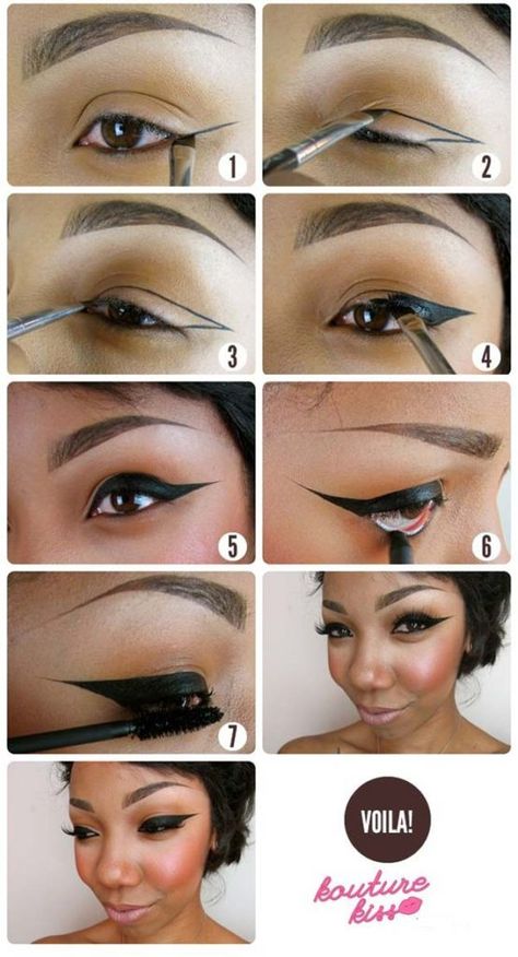 Winged Eyeliner Tutorials - Strong Winged Eyeliner Tutorial- Easy Step By Step Tutorials For Beginners and Hacks Using Tape and a Spoon, Liquid Liner, Thing Pencil Tricks and Awesome Guides for Hooded Eyes - Short Video Tutorial for Perfect Simple Dramatic Looks - thegoddess.com/winged-eyeliner-tutorials Short Eyeliner, Pencil Tricks, Eyeliner Tutorials, Winged Liner Makeup, Easy Winged Eyeliner, Eyeshadow For Green Eyes, Eyeliner For Hooded Eyes, Winged Eyeliner Tutorial, Tutorial Hair