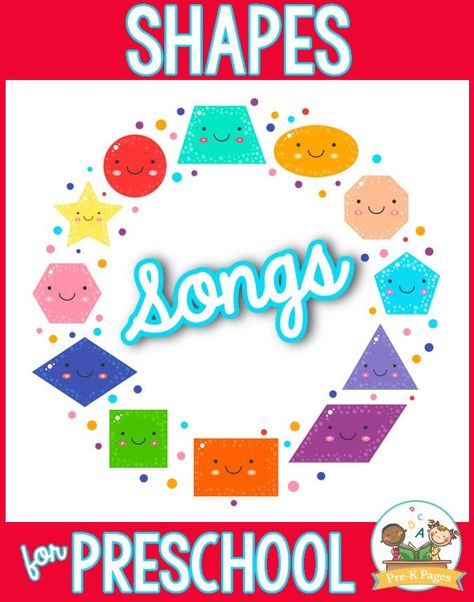 Shape Circle Time Activities For Preschool, Shape Songs For Toddlers, Teaching Circles Preschool, Shape Review Preschool, Teaching Squares Preschool, Color Songs Preschool, Shape Songs, Preschool Poems, Shapes Lessons