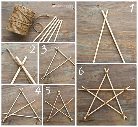 Star Diy Decoration, Craft With Sticks, Christmas Star Diy, Christmas Diy Decorations, Diy Christmas Star, Jul Diy, Diy Star, Pallet Christmas Tree, Ramadan Crafts