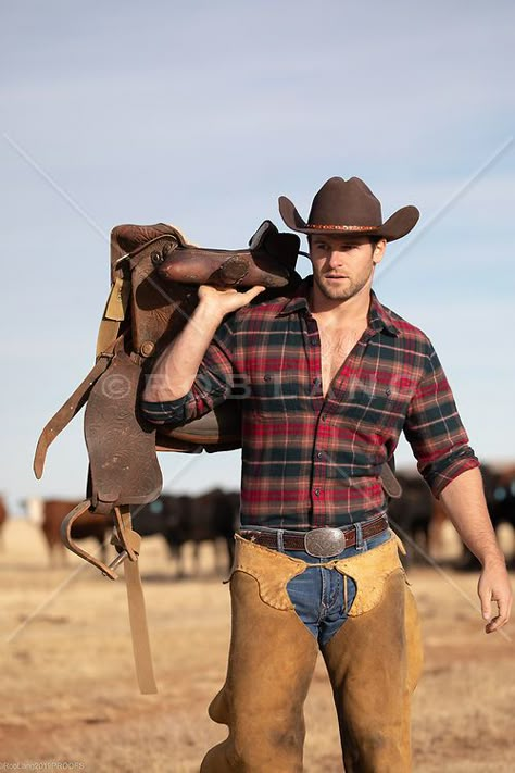 sexy cowboy in chaps on a ranch | ROB LANG IMAGES: LICENSING AND COMMISSIONS Ross Jirgl, Cowboy Outfit For Men, Mode Country, Rugged Cowboy, Hot Cowboy, Country Man, Cowboy Outfit, Handsome Cowboys, Cowboy Pictures