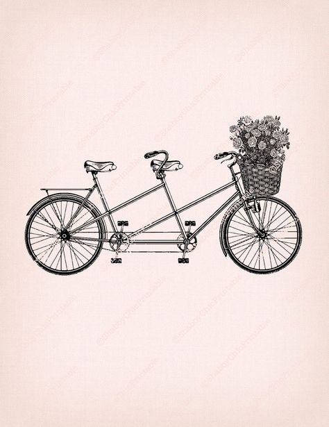 Bicycle Drawing, Bike Card, Flower Tat, Bicycle Tattoo, Tandem Bicycle, L Tattoo, Bike Tattoos, Bike Drawing, Visual Merchandising Displays