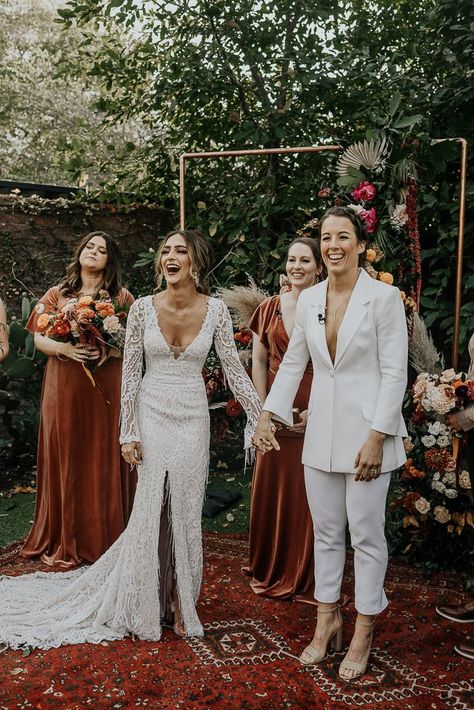 Wlw Wedding, Bridal Pantsuit, Fringe Wedding Dress, Dresses Photography, Woman Loving Woman, Bridal Jumpsuit, Lgbtq Wedding, Lesbian Wedding, Bohemian Bride