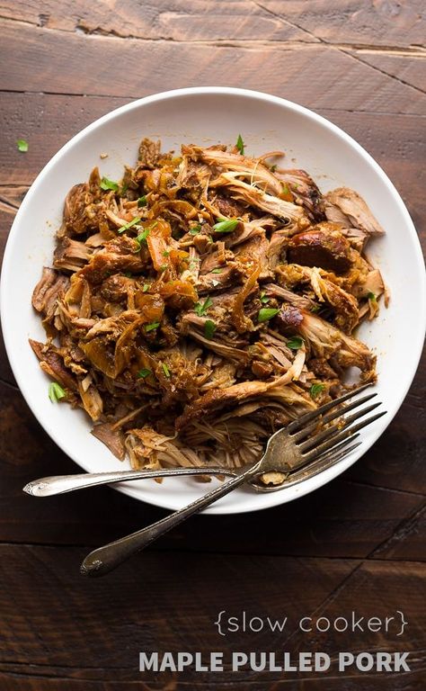 Slow Cooker Maple Pulled Pork | Sweet Peas & Saffron Fwfl Recipes, Maple Pulled Pork, Sweet Peas And Saffron, Weekday Recipes, Lunch Prep, Bon Apetit, Dinner Meal Prep, Slow Cooked Meals, Pulled Pork Recipes