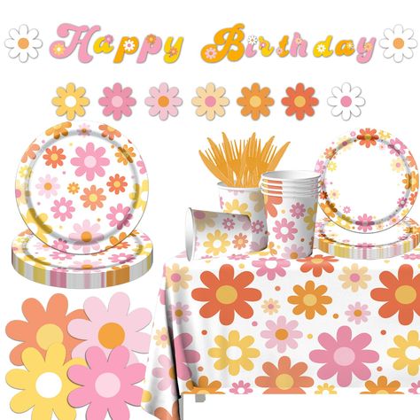 PRICES MAY VARY. 【Daisy Theme】Our daisy flower birthday party decorations feature blooming colorful daisies with various sizes. Fantastic design creates a joyful atmosphere for daisy theme birthday party. 【Serve 20 Guests】142pcs groovy birthday party decorations include 20 dinner plates (9"), 20 dessert plates (7"), 40 square napkins (6.5" folded), 20 daisy cups, 20 knives, 20 forks, 1 rectangle tablecloth (70.8" x 42.5") and 1 daisy birthday banner. 【High Quality】Daisy birthday party tableware Flower Birthday Party Decorations, Daisy Birthday Party Decorations, Daisy Birthday Party, Flower Power Party, Daisy Theme, Colorful Daisies, Boho Party Decorations, Flower Birthday Party, Daisy Birthday