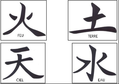 Nous savons maintenant que la calligraphie représente l'écriture chinoise. En chine, il n'y a pas de lettres, mais des dessins qui représentent des mots. Nous en avons donc étudié 4 : la TERRE, le FEU, le CIEL et l'EAU. Nous les avons donc examiné et... China Ink, Japan Crafts, 4 Element, Chinese Words, Symbolic Tattoos, Ying Yang, Sumi E, Popular Tattoos, Elements Of Art