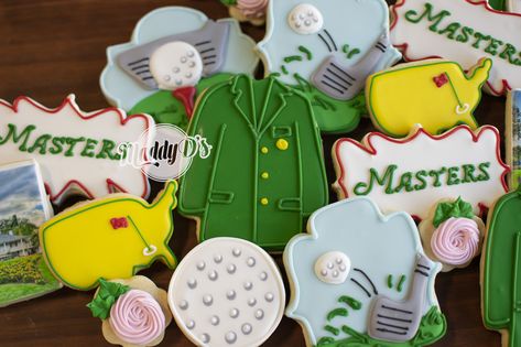 Masters, golf cookies, masters cookies, masters jacket cookies, masters clubhouse, golf, golf club cookies, fore cookies, yellow and roses cookies, masters jacket, maddy ds, royal icing cookies, decorated cookies, sugar cookies Masters Cookies Decorated, Masters Cookies Golf, Masters Golf Cookies, Masters Cookies, Masters Jacket, Golf Cookies, Sports Cookies, Cookies Sugar, Masters Golf