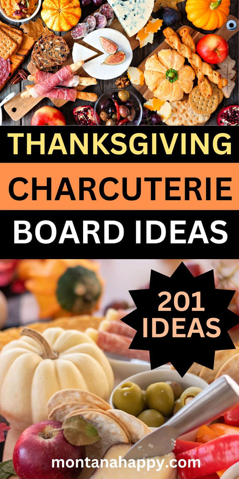 Two Photos of Thanksgiving Themed Charcuterie Boards. Text says, "Thanksgiving Charcuterie Board Ideas 201 Ideas montanahappy.com" Thanksgiving Charcuterie Board Ideas, Thanksgiving Cheese Boards, Friendsgiving Appetizers, Thanksgiving Charcuterie Board, Friendsgiving Food Ideas, Thanksgiving Charcuterie, Thanksgiving Appetizers Easy, Friendsgiving Food, Thanksgiving Snacks