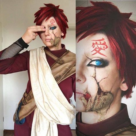 Body paint/Cosplayer: wegenaer(IG)  #gaara #gaaracosplay  #cosplay #naruto Naruto Makeup, Garage Halloween, Gaara Cosplay, Anime Sleeve, Naruto And Boruto, Cosplay Naruto, Anime Makeup, Anime Videos, Naruto Cosplay