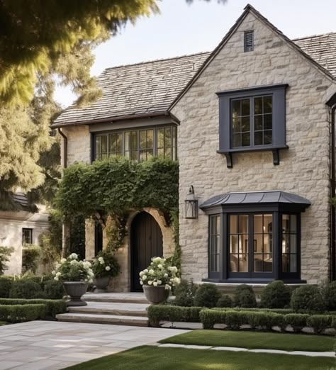 Top 15 House Exterior Trends for 2024 - Nikki's Plate French Country Exterior, European Cottage, Cottage Exterior, Casas Coloniales, European House, Inspire Me Home Decor, Exterior Stone, Stone Cottage, French Country Cottage