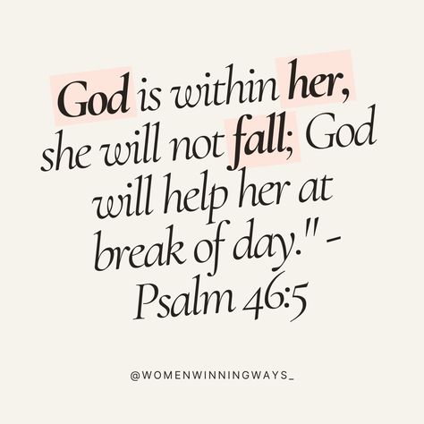 Psalm 46:5 . . . . . . . #femaleempowerment #female #femaleentrepreneur #worthit #shesthebest #girlboss #mindset #womensupportingwomen #womenempowerment #women #womanpower #independentwoman #quote #quoteoftheday #quotesforher #quotesforsuccess #quotesforwomen #god #godisgood #faithoverfear #faithquotes #inspirationalquotes #dailymotivation #happiness #fyp #fypage Bible Verses About Beauty Woman, Bible Verse About Beauty Woman, Female Bible Verses, Bible Verses About Women, Bible Verse For Women, Verses About Women, Bible Verses About Beauty, Scripture For Women, Woman Inspiration