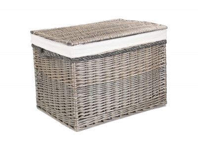 23" Antique Wash Storage Hamper - Lined - Empty Hampers Wicker Storage Trunk, Stair Basket, Wicker Hamper, Fishing Basket, Storing Blankets, Display Basket, Wicker Storage, Log Baskets, Wine Baskets