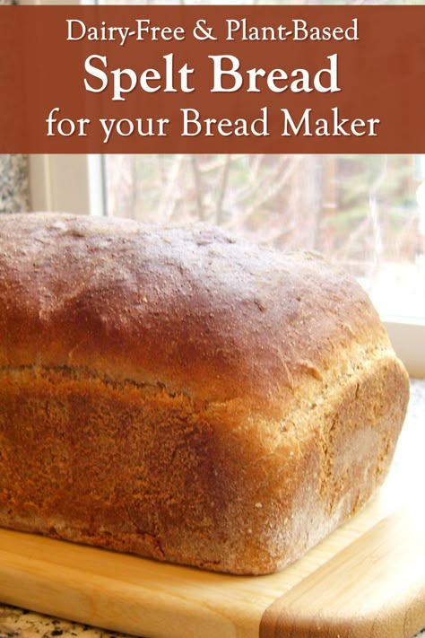 Whole-Grain Spelt Bread Recipe for Bread Machines / Breadmakers Spelt Flour Bread Machine Recipe, Spelt Bread Recipe, Spelt Flour Recipes, Bread Machine Recipes Sweet, Recipe For Bread, Spelt Recipes, Easy Bread Machine Recipes, Bread Machines, Best Bread Machine