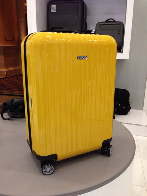 Rimowa carry on in yellow ltd edition Yellow Suitcase Aesthetic, Yellow Luggage, Yellow Suitcase, Rimowa Luggage, Clothes Wardrobe, Bucket Lists, 2024 Vision, Travel Life, Travel Luggage