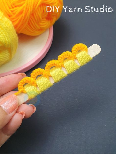 Thank you so much, guys ^^ Flower Making Ideas, Woolen Flower Making, Knitted Flower Pattern, Yarn Flower, Easy Yarn Crafts, Woolen Flower, Crochet Flowers Easy, Embroidery Lessons, Yarn Flowers