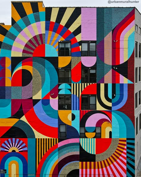 Folding the Prism | Mural by Jessie Unterholder and Katey Tr… | Flickr Abstract Mural Wall Street Art, Mural Art Ideas Inspiration, Abstract Geometric Art Pattern Design, Canvas Drawings For Beginners, Easy Canvas Drawings, Drawing Ideas On Canvas, Geometric Art Painting, Geometric Mural, Pattern Mural