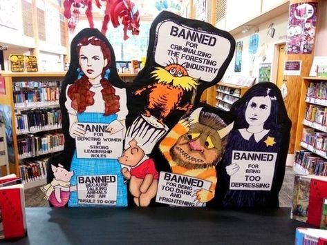 Banned Book Week: A Heck of a Reason to Ban Winnie the Pooh Banned Books Week Display, School Library Displays, Library Book Displays, High School Library, Library Bulletin Boards, Library Boards, Library Display, Literary Characters, Childrens Library