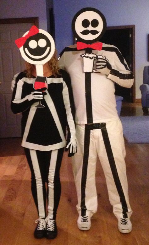 Stick Figures Costume, Stick Figure Costume Diy, Stick People Costume, Stick Figure Costume, Handmade Halloween Costumes, Clever Halloween Costumes, Halloween Express, Adornos Halloween, Homemade Halloween