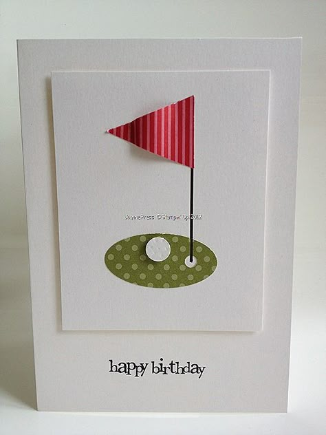 Need to make for Mr. T!  :)  Golf card clean and simple || by Joanne at Stampin' Up! My Way Golf Cards, Punch Art Cards, Masculine Birthday Cards, Boy Cards, Bday Cards, Birthday Cards For Men, Punch Art, Birthday Cards Diy, Punch Cards