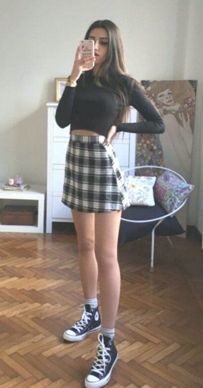 Skirt Trends, Spring Skirts, Outfit Trends, Indie Outfits, Plaid Skirt, Edgy Outfits, Teen Fashion Outfits, Looks Vintage, Grunge Outfits