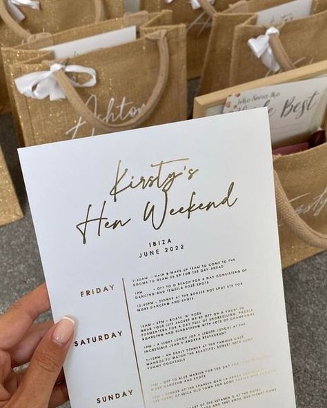 Ivy & Gold Company on Instagram: "Our best selling hen itineraries all ready for Ibiza last week for @kadymcdermott ✈️🌞 ⁣ Thank you for sharing! We hope you all had an amazing time for your sister’s hen do 👯‍♀️🤍🏝 ⁣ ⁣ #hendo #ibiza #ibizahendo" Hen Party Dinner, Dubai Hen Party, Paris Hen Do Ideas, Neutral Hen Party, Neutral Hen Party Theme, Hen Do Mykonos, Mykonos Hen Party, Classy Hen Do Ideas, Barcelona Hen Do