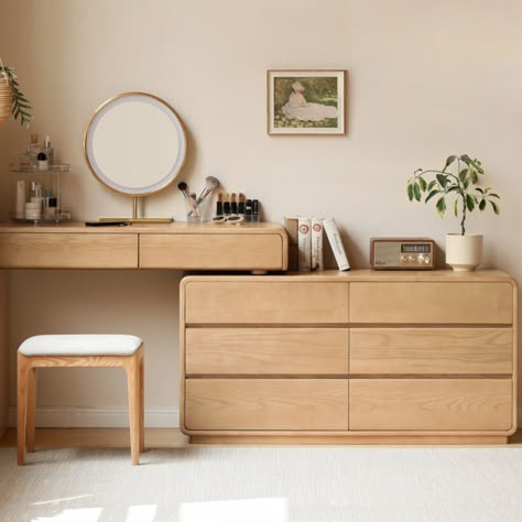 Berry chest dresser. Telescopic & Corner | Two- color optional | North American FAS grade ash. Dresser For Small Bedroom, Storage Spaces Bedroom, Dressing Table With Storage, Vanity With Storage, Natural Wood Dresser, Portfolio Samples, Architectural Portfolio, Bedroom Cupboards, Vanity Bedroom