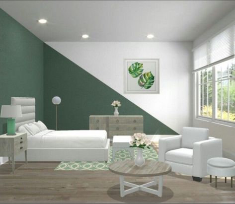 Teal Geometric Wall, Bedroom Wall Colors Combination, Ideas Para Pintar Paredes, Bedroom Paint Design, Room Paint Designs, Geometric Wall Paint, Wall Paint Patterns, Wall Painting Living Room, Room Color Combination