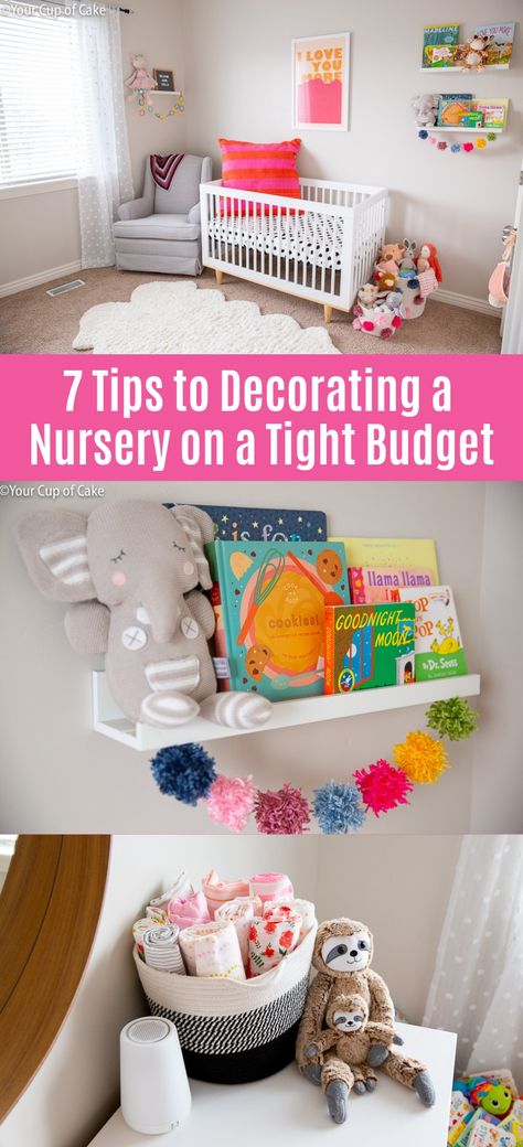 These tips are GREAT! How to Decorate a Nursery on a Budget Nursery Budget Ideas, Budget Friendly Nursery Ideas, How To Decorate A Nursery, Cheap Nursery Decor, Cheap Nursery Ideas, Nursery On A Budget, Modern Nurseries, Cup Of Cake, Budget Nursery