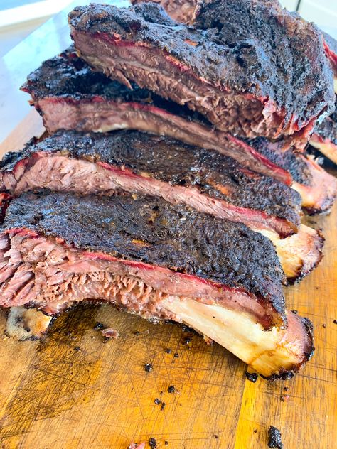 Beef Ribs on the Pellet Grill - The Dude Blog Elk Backstrap, Grilled Beef Ribs, Smoked Beef Short Ribs, Backstrap Recipes, Pellet Smoker Recipes, Smoked Beef Ribs, Beef Back Ribs, Beef Short Rib Recipes, Smoked Pulled Pork