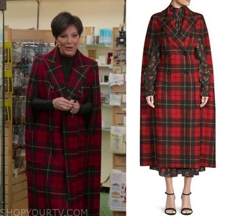 The Kardashians: Season 3 Episode 10 Kris' Plaid Cape Coat | Shop Your TV Plaid Cape Coat, Plaid Capes, The Kardashians, Cape Coat, Poncho Cape, Season 3, Shawl, Fashion Looks, Cape